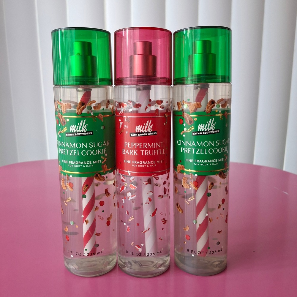 Bath & Body Works CINNAMON SUGAR PRETZEL COOKIE PEPPERMINT BARK TRUFFLE Mist 8oz